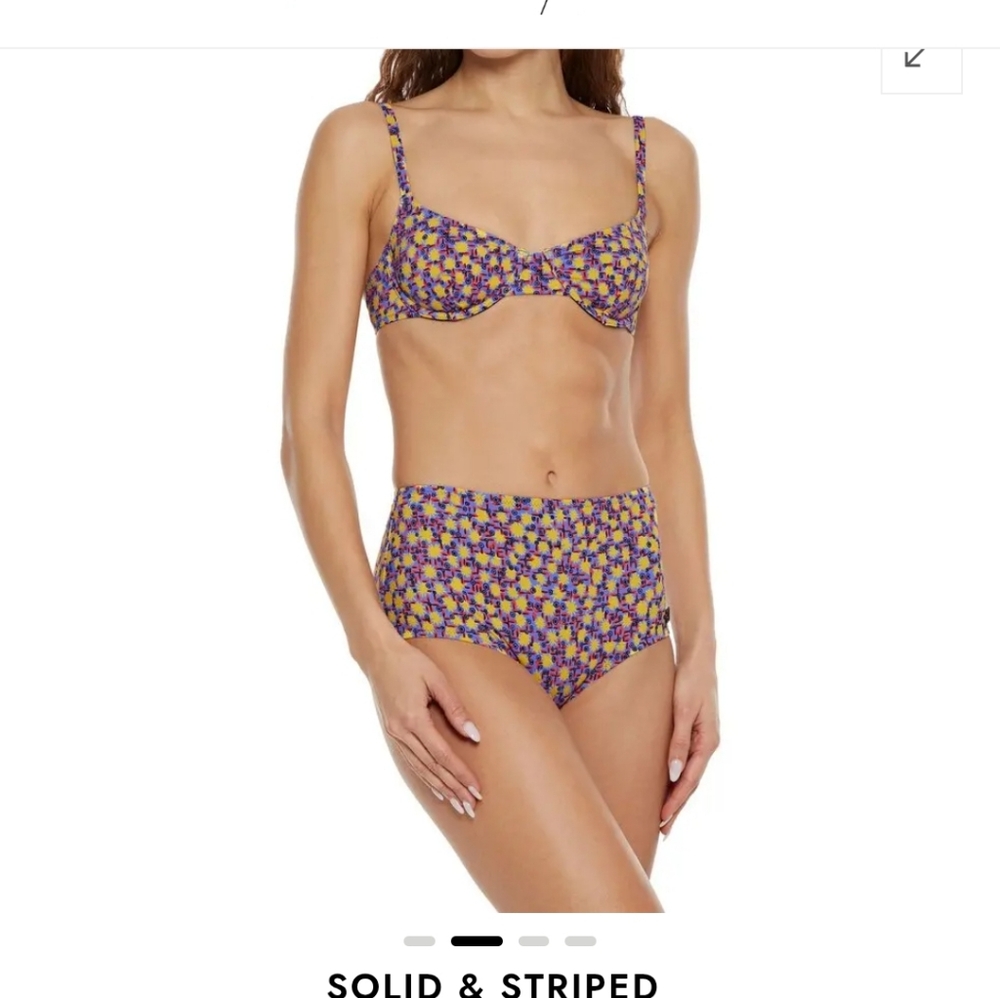 Solid & Striped Multicolor Graphic Bikini Top Gin… - image 1